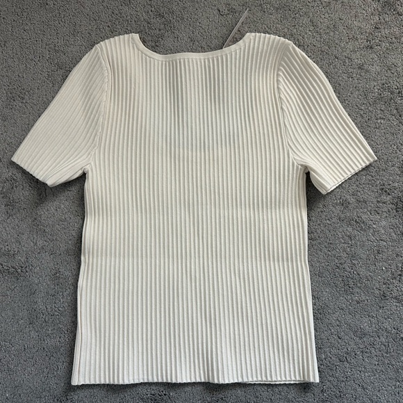 Madewell Ottoman Crop Sweater Tee in Bright Ivory Size XXS Ribbed Scoop Neck - Picture 9 of 9
